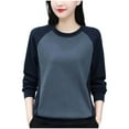 thumbnail image 2 of Royisotas Fall Sweatshirts for Women Plus Size Fleece Long Sleeve Color Block Pullover Casual Crewneck Soft Gray No Hood Shirts, 2 of 3