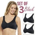 thumbnail image 1 of Carole Martin Full-Freedom Comfort Bra Wireless Front Closure Style 7218 Set of 3-Black 38, 1 of 4