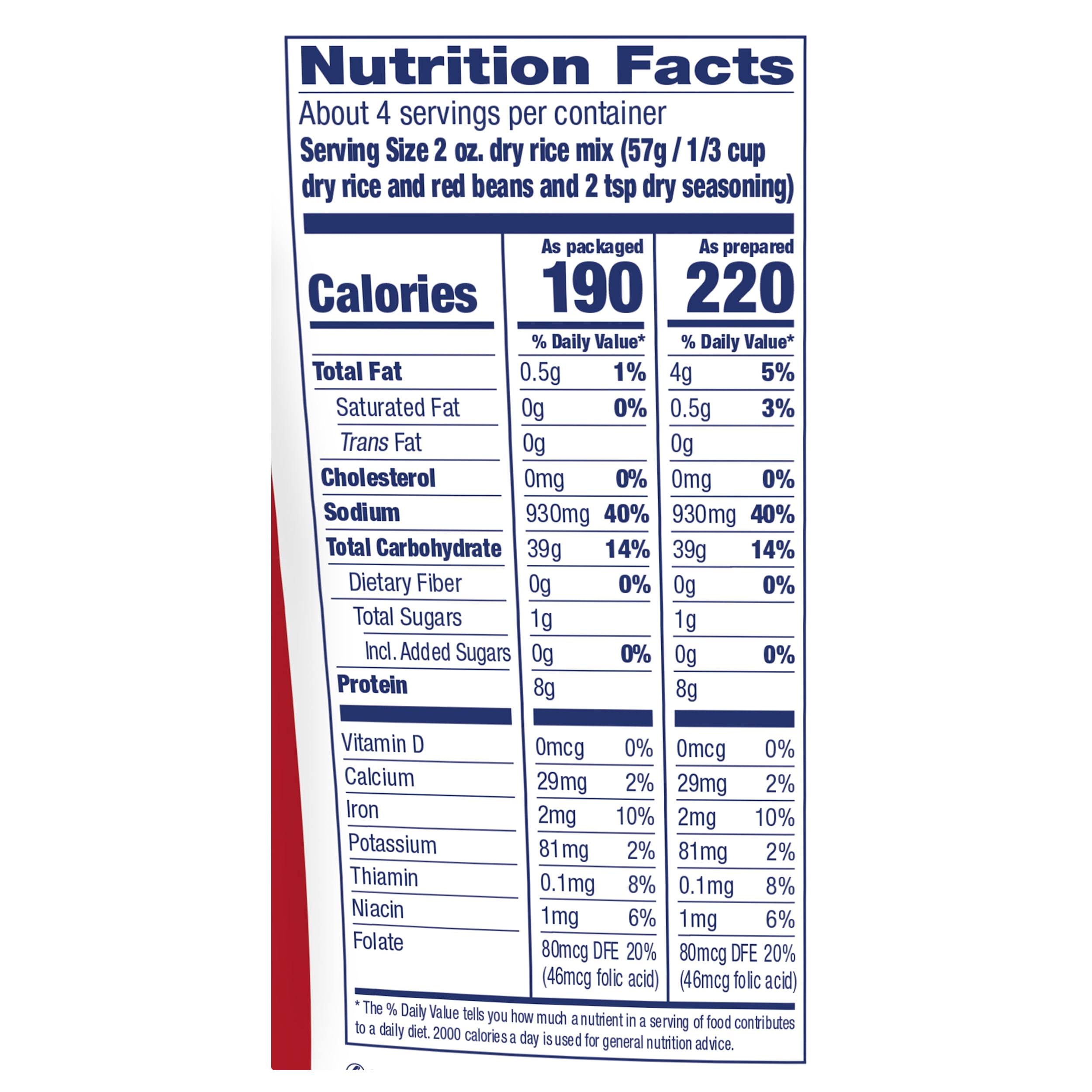 Mahatma Red Beans and Rice, Cajun Style Rice and Beans, 8 oz Bag