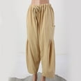 thumbnail image 5 of DuoJiaJ Women Summer High Waisted Palazzo Pants Wide Leg Long Pant Trousers With Pocket Women's Wide Leg Pants Yellow M, 5 of 5