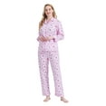 thumbnail image 6 of GLOBAL Womens Cotton Pajama Sets Long Sleeve Button Down Sleepwear Comfy Loungewear Soft Pjs Set Pink Flower M, 6 of 7