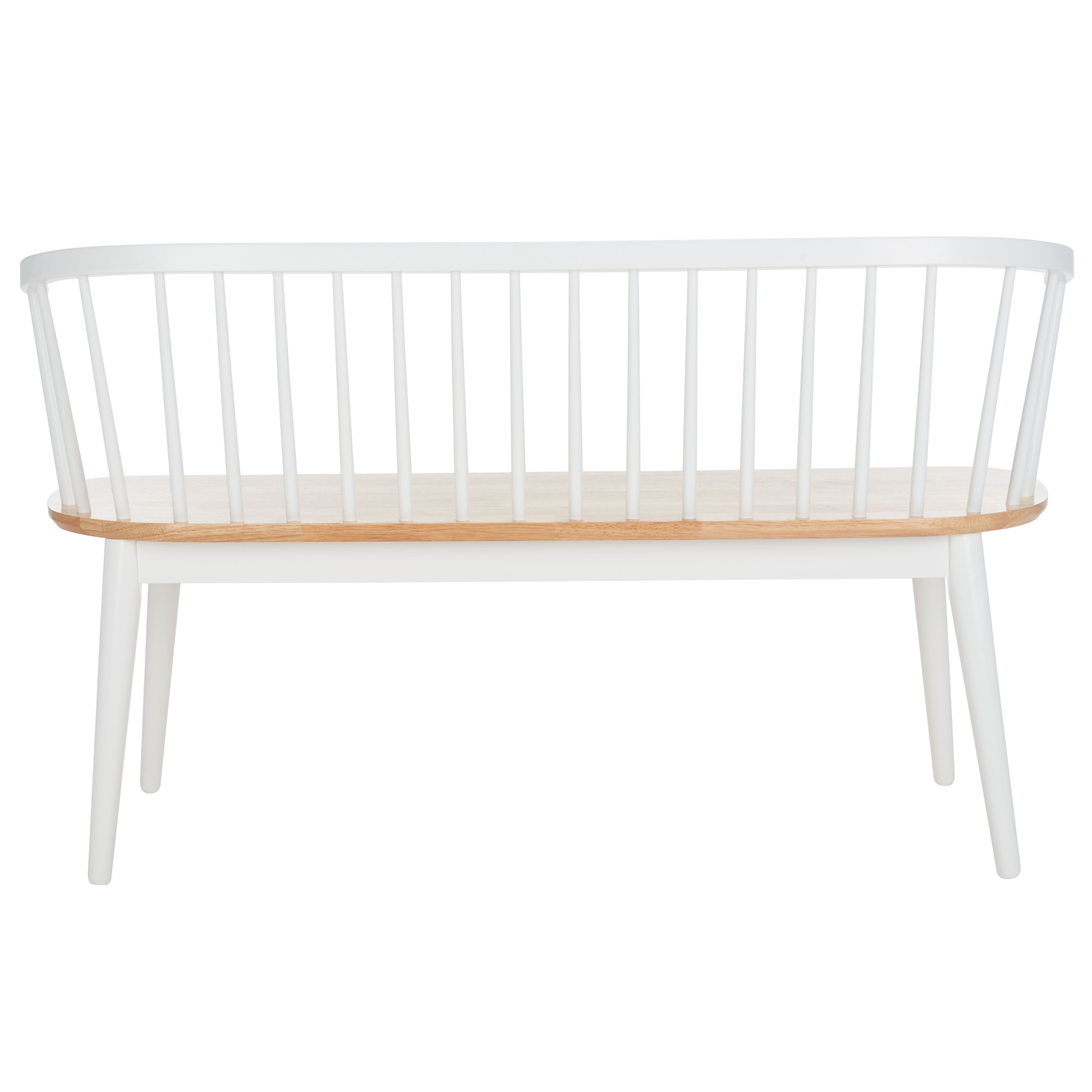 SAFAVIEH Blanchard Solid Classic Spindle Bench, Natural/White
