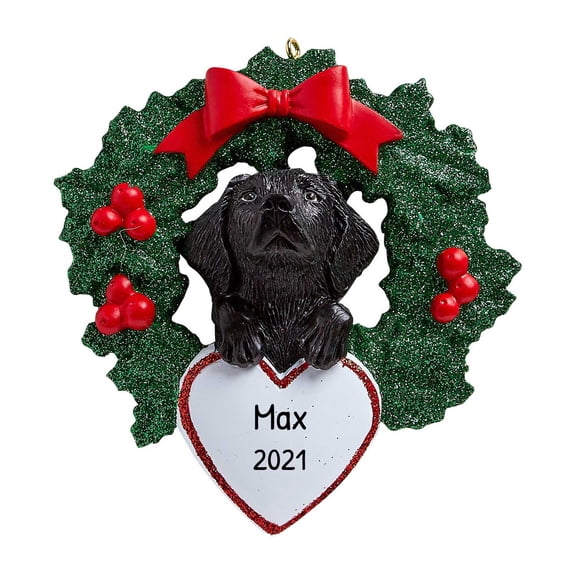 Ornaments by Elves Personalized Black Labrador Christmas Wreath Ornament 2024 Dog Decoration .25lbs
