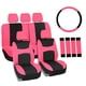 thumbnail image 1 of Seat Cover Combo Set with Steering Wheel Cover and Seat Belt Pad (Airbag Compatible and Split Bench Pink), 1 of 13