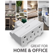 3 Outlet Wall Adapter, Fosmon ETL Listed 3-Prong Swivel Grounded Indoor AC Mini Plug Wall Outlet Extender Tap (White)