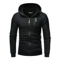 thumbnail image 2 of JERDAR Mens Fall Winter Coats Winter Men's Splice Cap With Long Sleeve Zip Sweater Tops Blouse Black M, 2 of 7