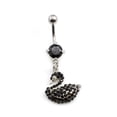 thumbnail image 2 of Navel Ring with Swan and Multiple CZ Gems Design 14g, 2 of 13