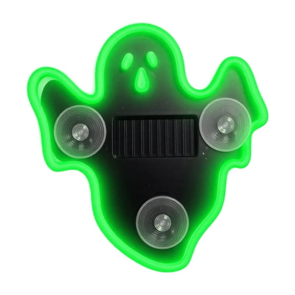 Solar Powered Halloween Ghost Decoration with Cups and Auto Light, 1 Piece, Green, for Car Windows, Halloween Car Decor