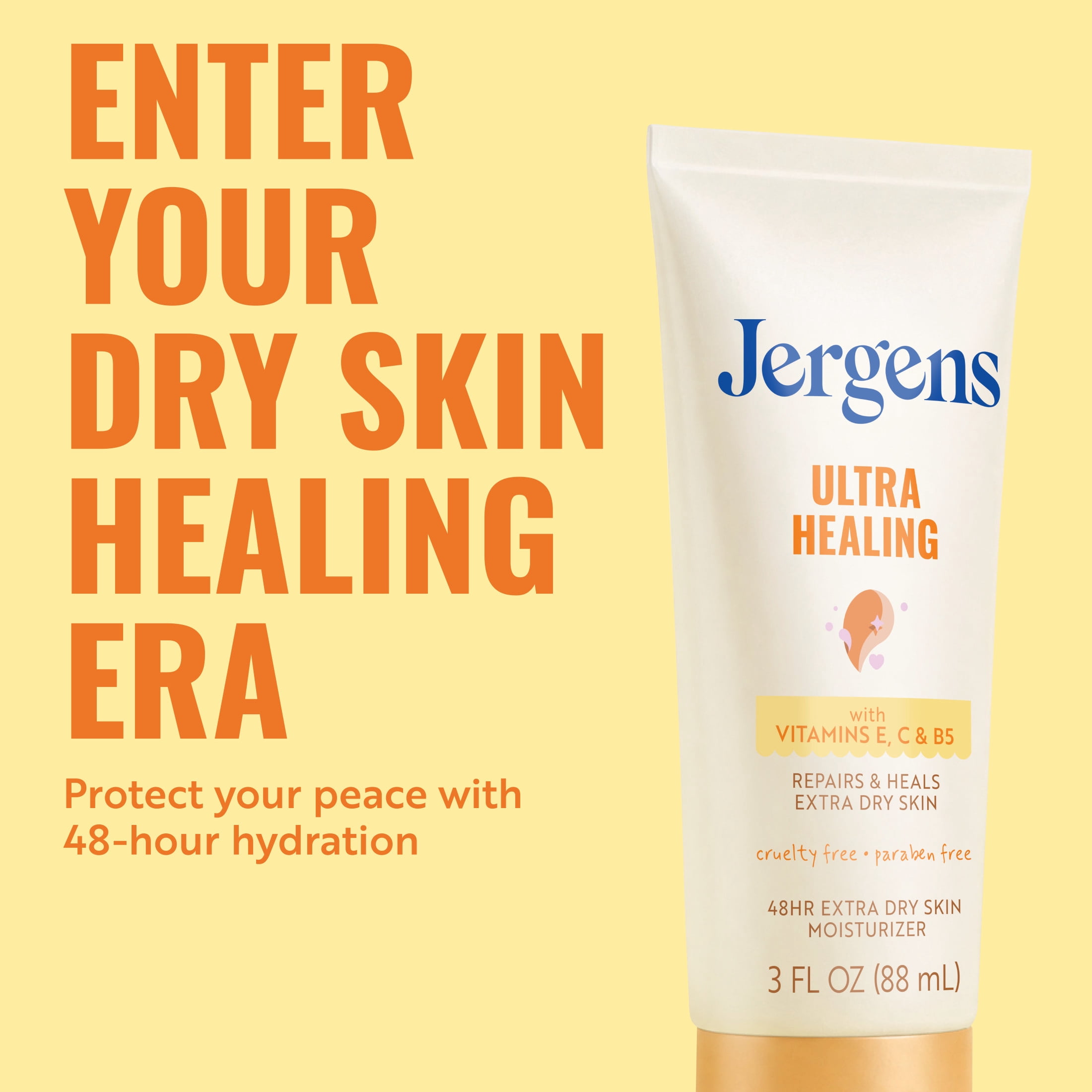 Jergens Ultra Healing Hand And Body Lotion Dry Skin Moisturizer, Vitamins C, E, B5, 3 fl oz