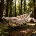 thumbnail image 4 of Garvee Double Hammock with Stand & Tassel, 450 ibs Max, 126 x 42.9 x 39.4", Yellow & White, 4 of 10