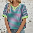 thumbnail image 2 of Ediodpoh Women's Casual Striped Batwing Sleeve T Shirt Soft Round Neck Summer Top for Home Outdoor Wear with Jeans Tshirts Shirts for Women Green S, 2 of 9