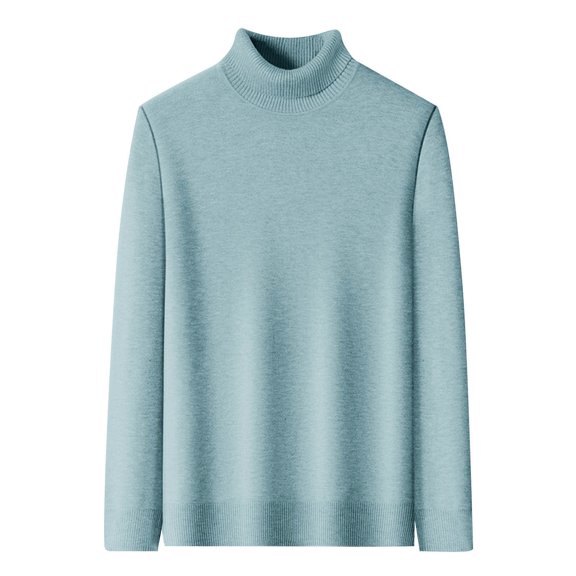 SERTG Men's High Neck Pullover Solid Color Long Sleeve Fall Winter Warm Thermal Knit Sweater Men's Sweaters(Light Blue,3XL)