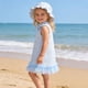 thumbnail image 5 of Estilo de Verano Que Coincide con los Conjuntos de Color Sólido de las Niñas Se Levantan Vestido de Cuello con Flor Impresión Arco Y Malla Detalles Decorativos, Coincidencia Sombrero de Sol Acariciad, 5 of 7