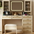 thumbnail image 3 of Ktaxon Large 47.24" Makeup Vanity Table Set with Hidden Storage, 7-Drawer Dressing Table, Bedroom Makeup Table, Natural, 3 of 10