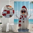 thumbnail image 4 of Coastal Christmas Shower Curtain Set - Small 36" x 72" Washable Bathtub Curtain with 12 Hooks, Beach Snowman Seaside Holiday Waterproof Fabric Stall Shower Curtains for Bathroom/Bathtub Décor, 4 of 6