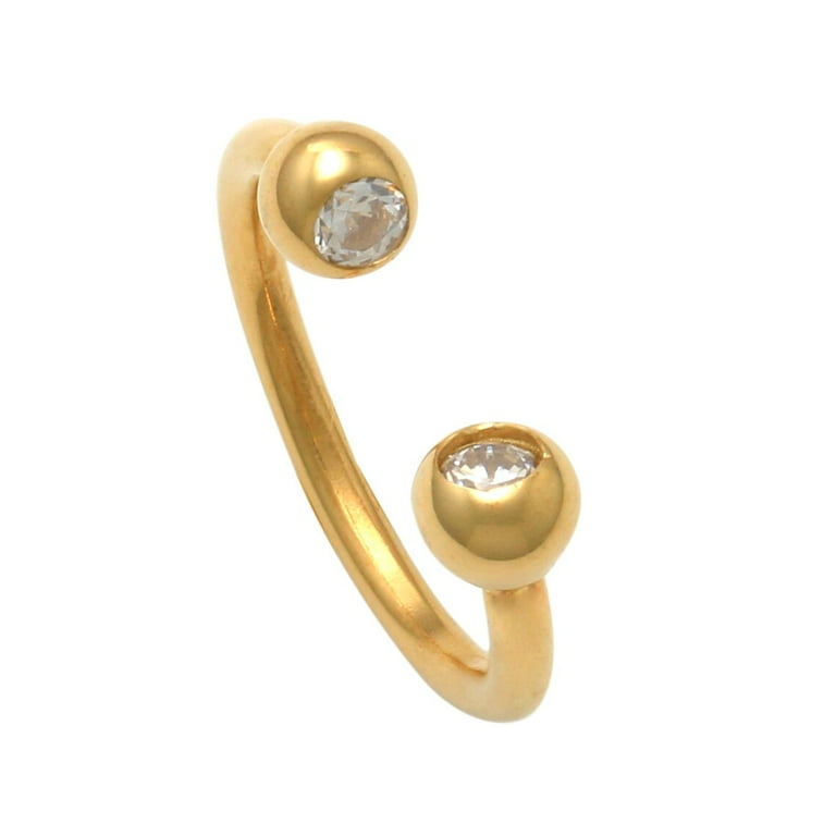 ◆STONEHENgE◆ 14K Heart Piercing SA24B39A Single Anygolds 14K Real Solid Gold Diamond CZ Horseshoe Earring