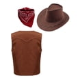 thumbnail image 2 of IEFIEL Boys Halloween Carnival Western Cowboy Cosplay Costume Theme Party Pointed Hem Fringed Vest Brown-A 8, 2 of 7