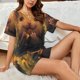 thumbnail image 4 of Balery Cute Sunflower Guinea Pig Conjunto de Pijama para Mujer con Estampado, Dos Piezas de Manga Corta y Shorts, Ropa de Dormir Suave con Cuello Redondo y Bolsillos-3X-Large, 4 of 6