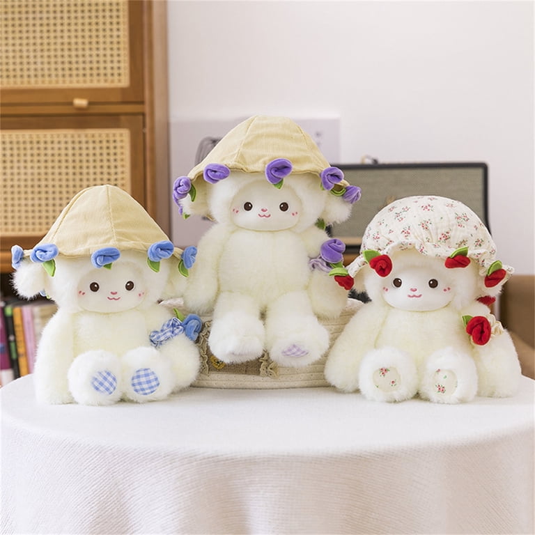 Meitianfacai Adorable Lamb Doll with Flower, Soft Plush Toy for