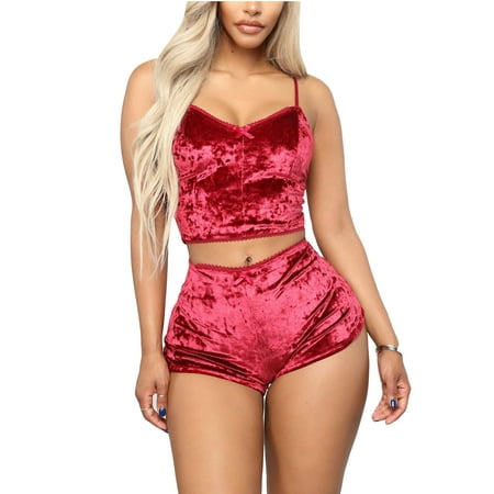 

Bmnmsl Chic Women Velvet Lingerie Sleepwear Lace Nightwear Pajamas Chemise