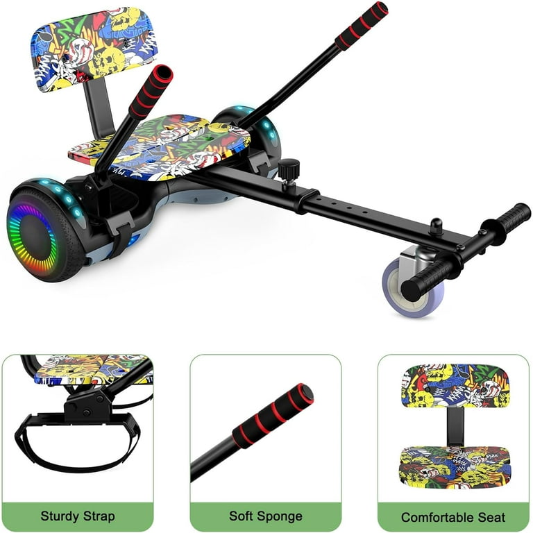 LIEAGLE Kids Hoverboard Go Kart Combo 6.5 Two Wheel Scooter with Seat LED Lights Suitable for Adults and Kids Walmart