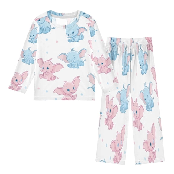 DIXRUYEE Fleece Pajama Set Loose Style Elastic Waist Pockets Pastel Dumbo Parade Cute Pattern
