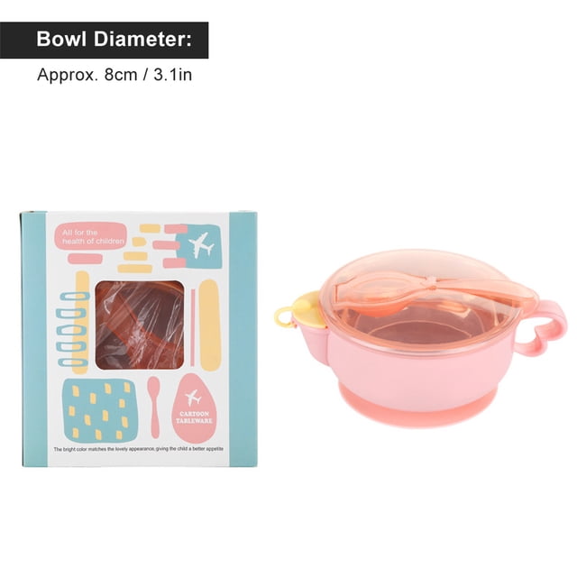 Vajilla de Alimentación para Niños, Cuenco para preservación del calor con inyección de Agua, Cuenco con Ventosa, Caballo Rosa, Elefante Verde para Bebés