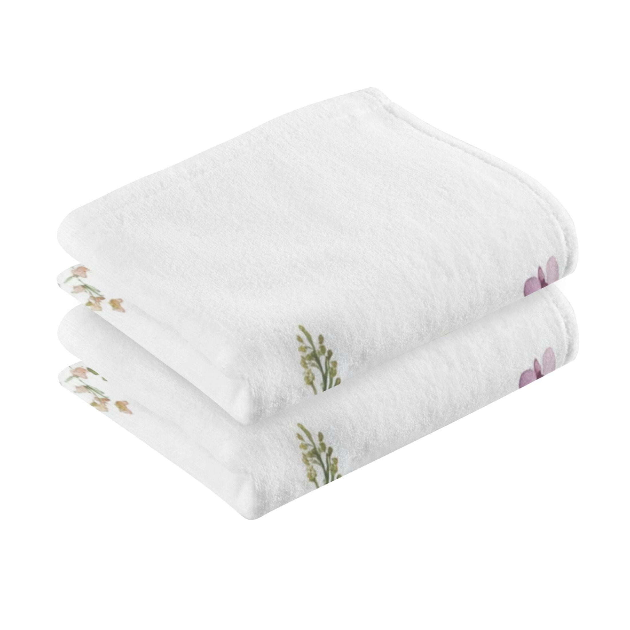 Cotton Towel Two-Piece 16x28 Inch One Sizex2 Face Towel Set Towel Set Cotton Hand Bath Towel Bathroom Beach Watercolor Red Flower