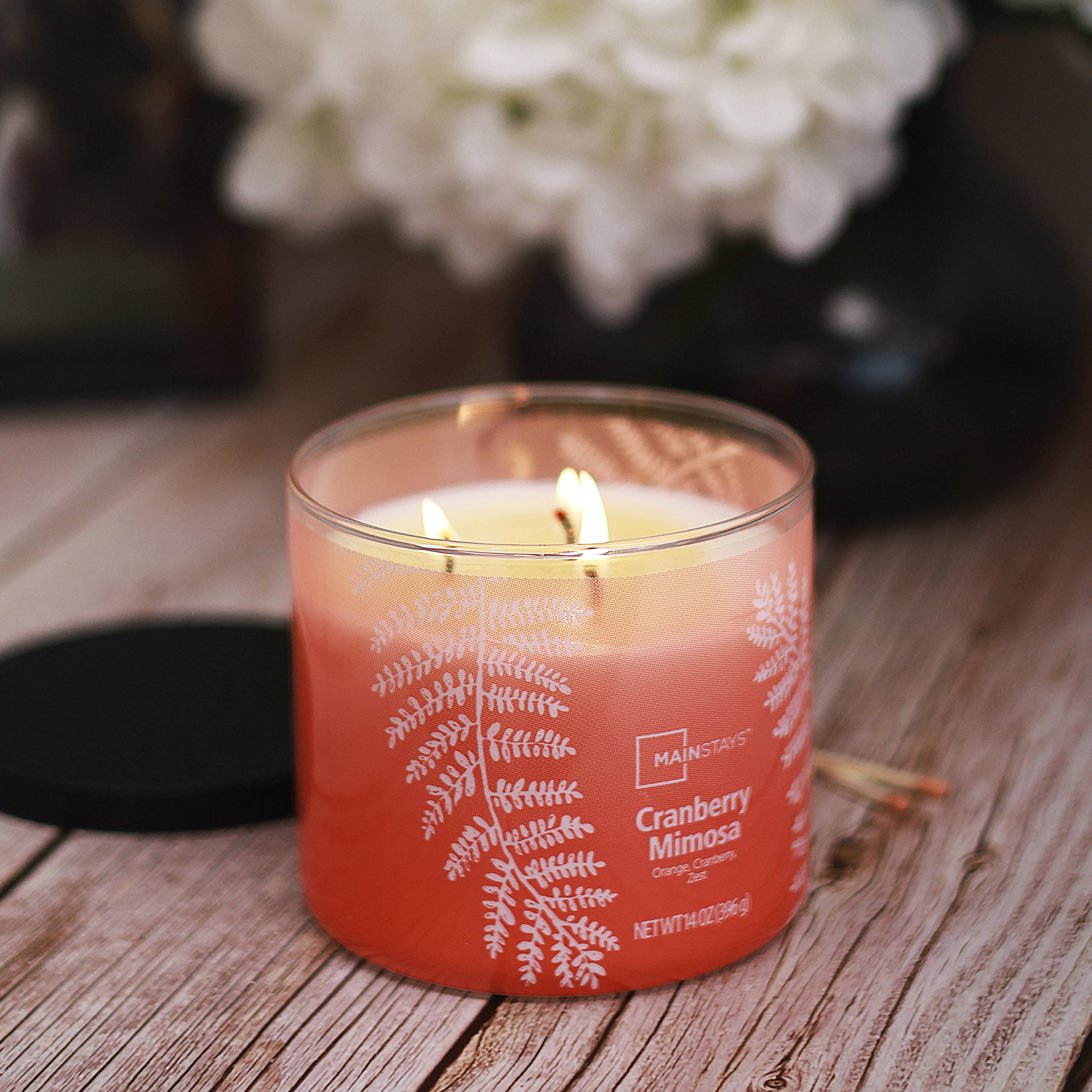 (3 pack) Mainstays 3-Wick Ombre Wrap Cranberry Mimosa Candle, 14 Ounce