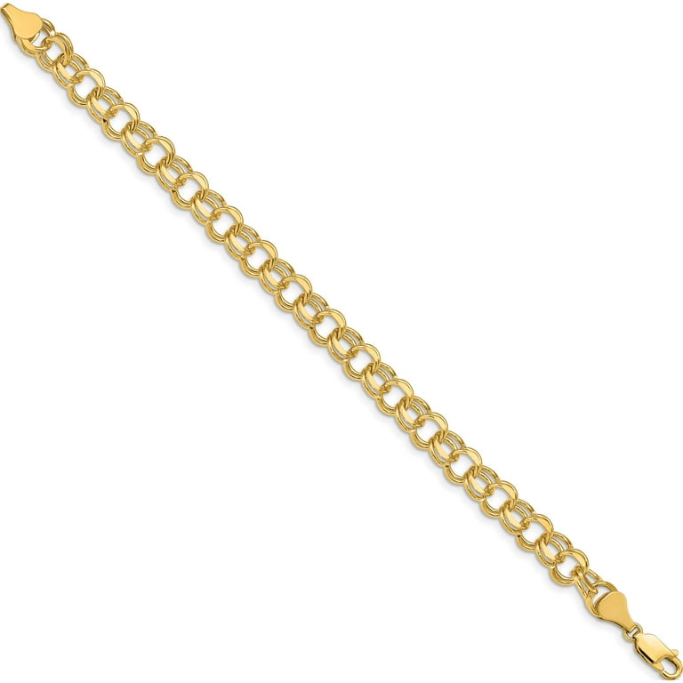 14K Yellow Gold Double Link Charm Bracelet Made In Peru do505 7 Walmart