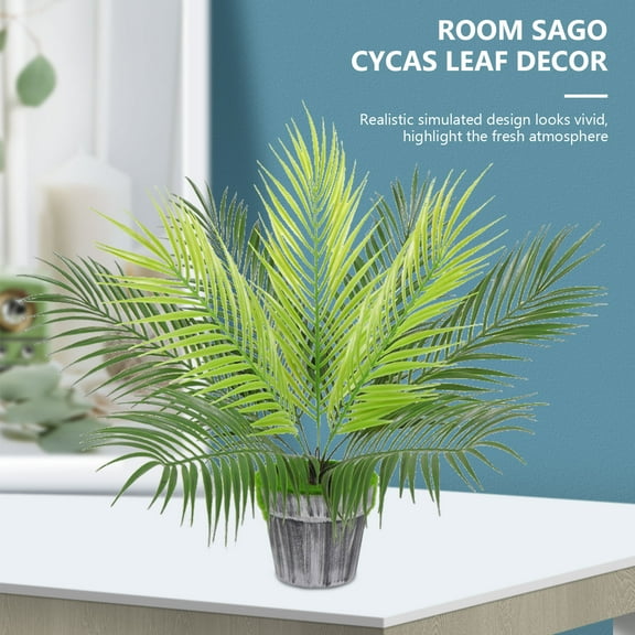 Soimiss 2Pcs Green Plastic Sago Palm Decorative Plants for Home Garden Decor