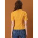 thumbnail image 4 of Blusa de lunares con corazón dulce Allegra K manga corta cuello en V casual botones Amarillo L, 4 of 6