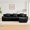 thumbnail image 3 of Black 3-Seat Modular Sofa in Premium Teddy Fabric: No Assembly, Anti-Slip Base, Curved Armrests, Ergonomic 32D High-Density Sponge for Living Rooms & Bedrooms, 3 of 26