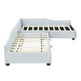 thumbnail image 6 of Harper & Bright Designs Twin Size L Shaped Platform Bed with Trundle, Wood Upholstered Corner Bed Frame with Drawer, Beige, 6 of 10