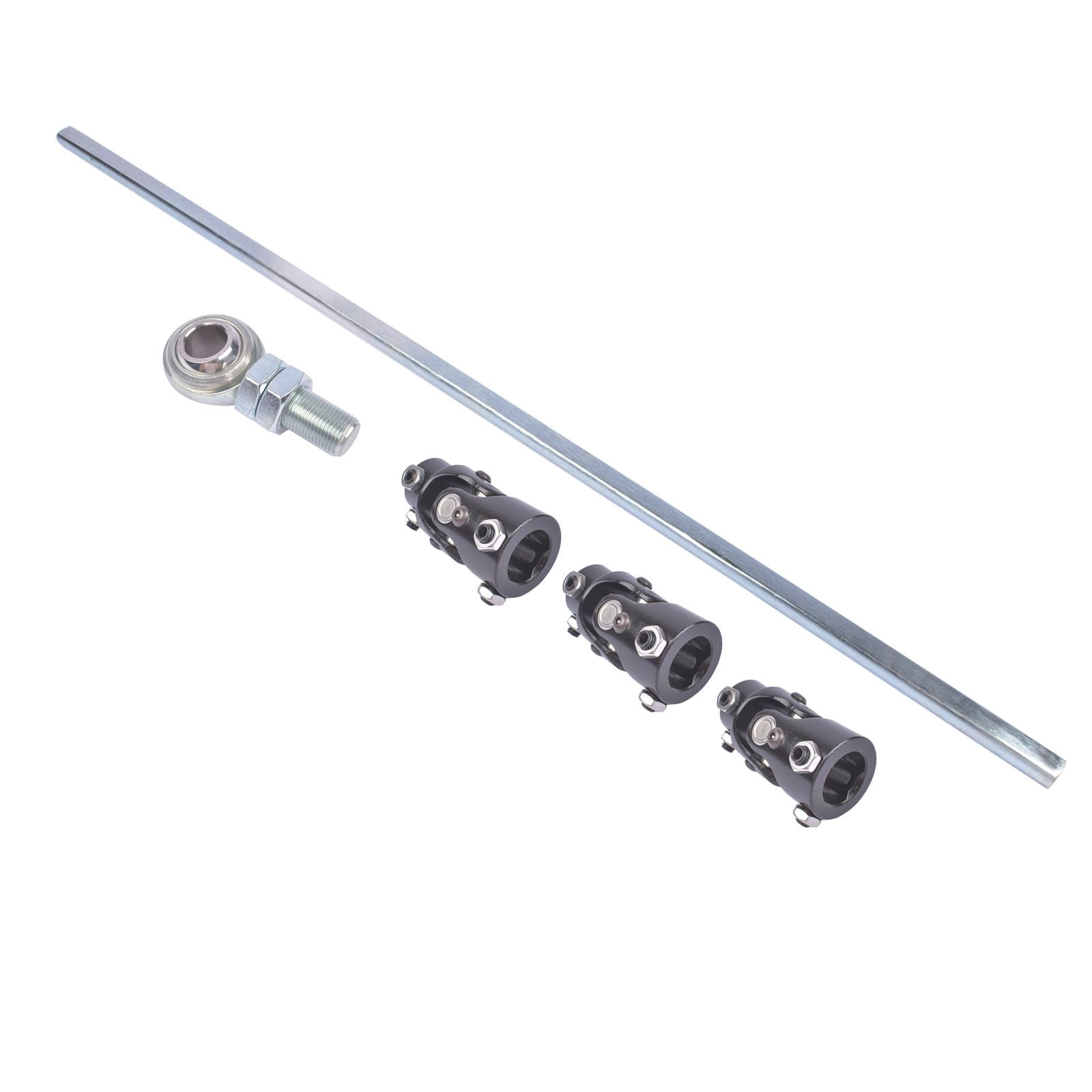 36" Universal Steering Shaft Kit w/ 3x 3/4DD Black U-Joints & Bearing Heim Joint - GM Compatible, Vibration & Noise Reduction, CNC Steel