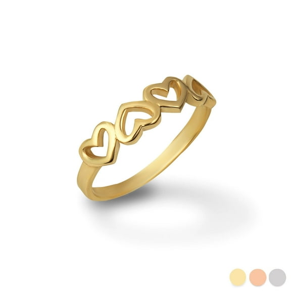 Dainty and Elegant Gold  Love Heart Band Rings 10K , Size 5