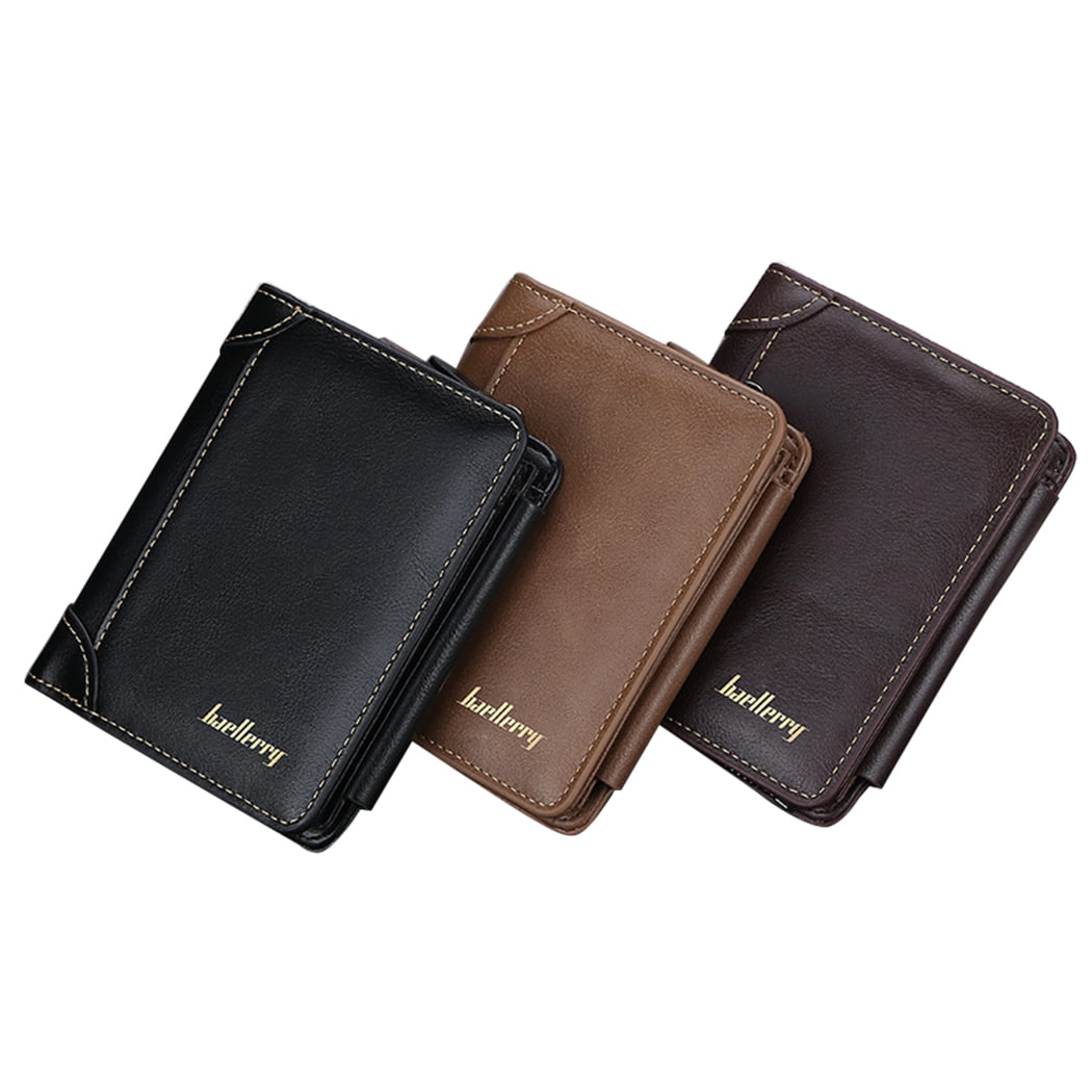Unisex Genuine Leather Cowhide Wallet Trifold Credit Card ID Holder Zip Purse 