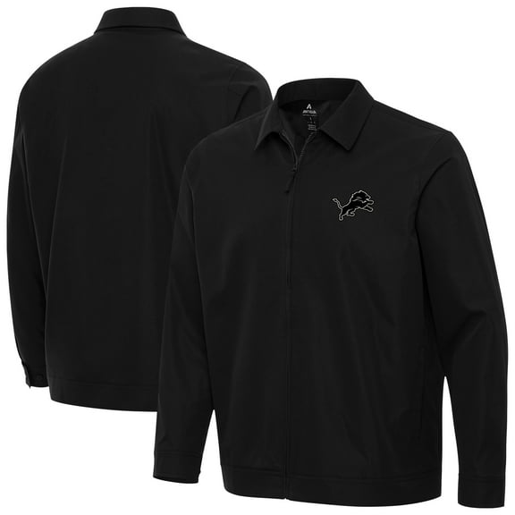 Men's Antigua Black Detroit Lions Pivot Full-Zip Jacket