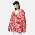 thumbnail image 5 of Goofa Red Hibiscus Flower Printed Women's UPF 50+ Sun Protection Hoodie Jacket Lightweight Long Sleeve Sun Shirt for Women with Pocket Hiking Outdoor-3X-Large, 5 of 9