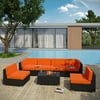Modway Aero 7 Piece Outdoor Patio Sectional Set in Espresso Orange