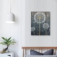 thumbnail image 3 of ONETECH  Floral Canvas Wall Art Dandelion Flower on Grey Vintage Wood Background Neutral Plant Picture Print on Canvas Stretched and Framed for Rustic Home Decor Ready to, 3 of 4