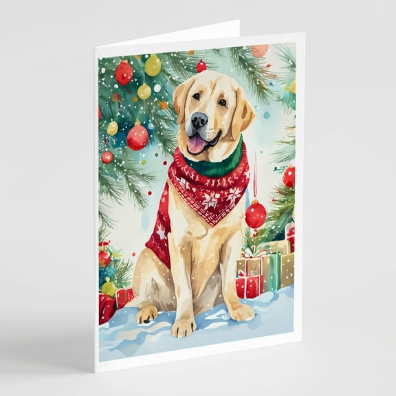 Yellow Labrador Retriever Christmas Greeting Cards Pack of 8 7 in x 5 in