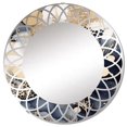 thumbnail image 2 of Designart "Pastel Abstract with Spots of Blue, Black, and Gold XII" Modern Geometric Round Wall Mirror - Modern Oval Printed Decorative Oversized Mirror - Multiple Color Options, 2 of 4