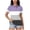 Purple, variant on VERUGU Womens Tops Short Sleeve Lapel Buttons Shirts Summer Trendy Colorblock Striped T-shirts Loose Casual Comfy Blouses for Leggings Beige XL