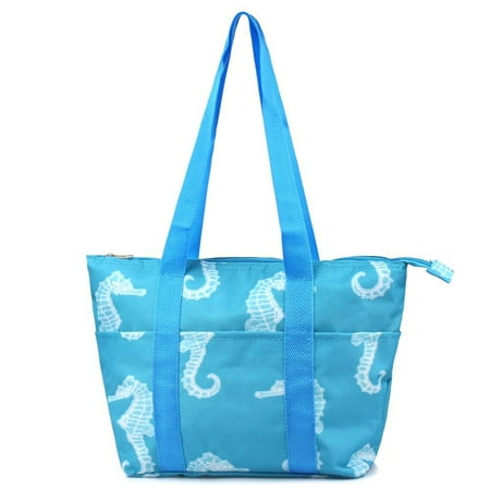 Sawhorse For Sale Large Women Handbag by Zodaca Insulated Lunch Tote Zipper Double Handles Carry Bag for Travel Grocery Shopping - Seahorse ()