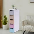 thumbnail image 5 of 5 Tier Plastic Drawers Narrow Dresser Storage Cabinet, Mobile Stackable Clothes Storage Tower, Suitable for Home, Office, Bedroom Storage Cabinet, 7.87 * 15.75 * 33.07in (Muted Mixed Colors), 5 of 9