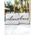 thumbnail image 6 of Outdoor Pillows Waterproof, White Welcome Bedding Throw Pillows with Insert for Couch Sofa Bed, Modern Minimalist Black Striped Border 16x16 Inch Pillowcases Decorative Camping Patio Pillow Set of 2, 6 of 8