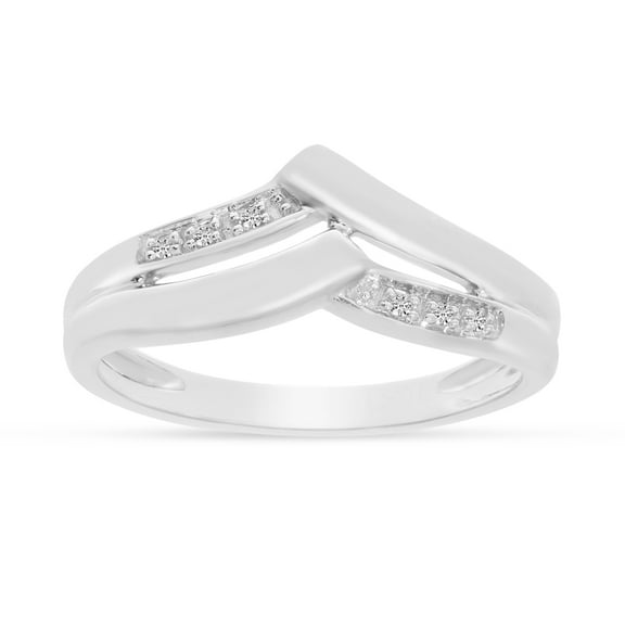 10K White Gold Diamond Chevron Ring