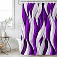 thumbnail image 6 of Purple White Moire Shower Curtain Set - Small 36" x 72" Washable Bathtub Curtain with 12 Hooks, Modern Abstract Art Waterproof Fabric Stall Shower Curtains for Bathroom/Bathtub Décor, 6 of 6