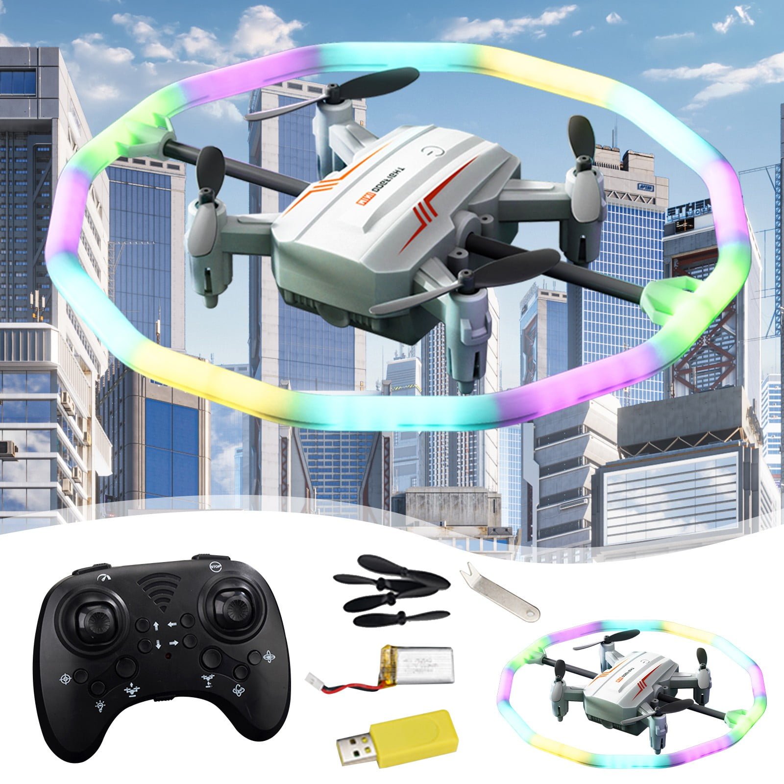 Kyusrd T39 UAV Model Aircraft Toy Aircraft Stunt With Bright Lights Rolling Rotation Intelligent Pressure Height Remote Control Aircraft